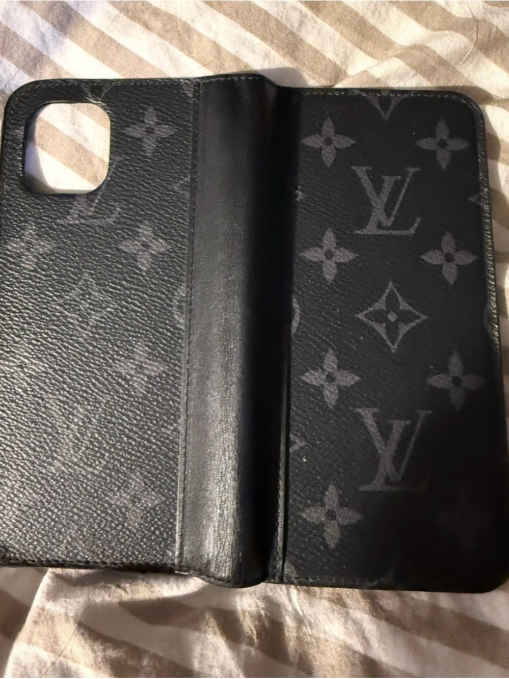Louis Vuitton Black Monogram Fold-Over Phone Case